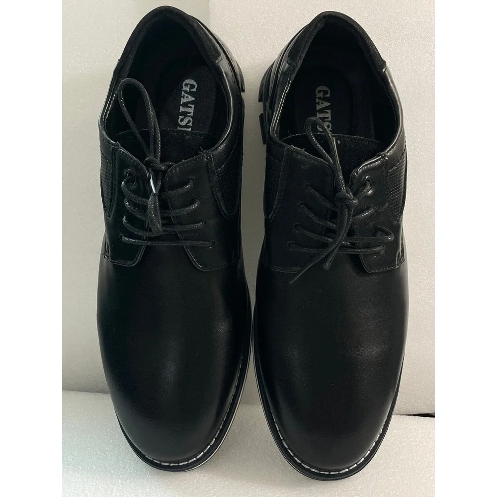 Gatsby Mens Black Leather Derby Shoes Lace Up Oxford Hybrid Sneakers Size 10